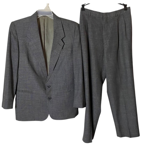 Levi Exact Mens Gray Suit 42R Blazer 32/29 Slacks Two Piece Vintage USA Wool